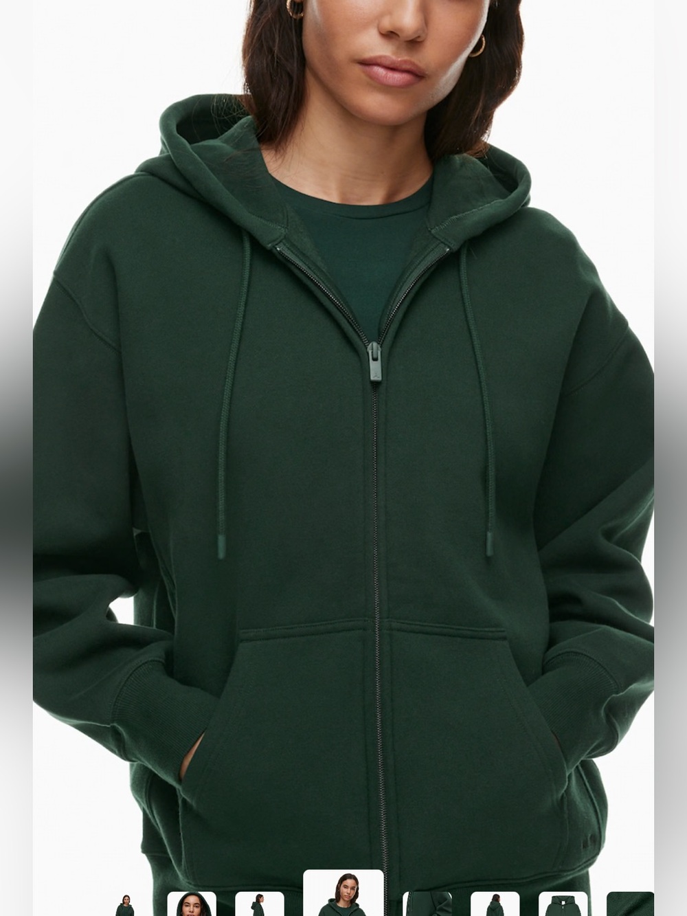 Aritzia Cozy Fleece Boyfriend Zip Hoodie - Scarab